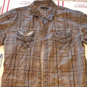 Men's xl Affliction black premium short sleeve button up